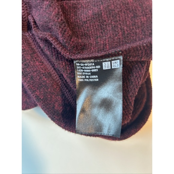 Uniqlo Women's Pullover Funnel Neck Fleece Top S Tunic Length Burgundy Oversized - Picture 4 of 8